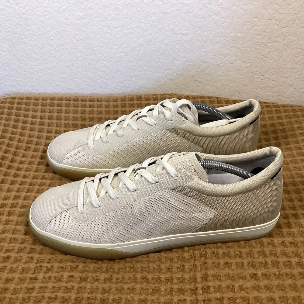 Rothy's Mens 11.5 Women's 13 The Lace Up Sneaker Bone Textile Low Casual Shoes